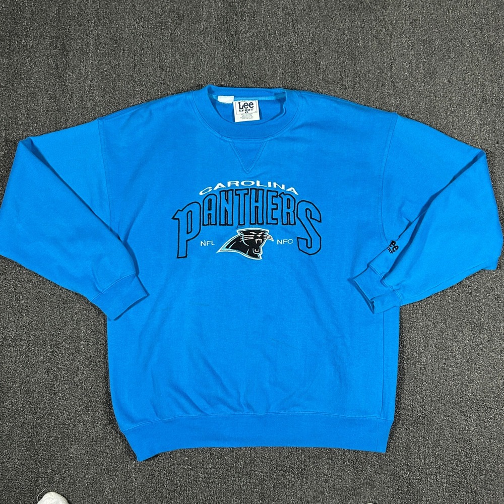 Lee Sport Carolina Panthers Sweatshirt Mens Large Blue Excellent NFL Embroidered